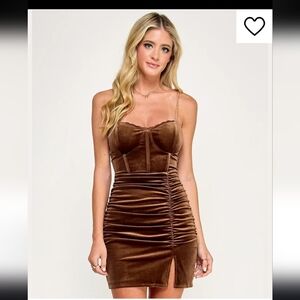 Whimsigoth Celestial Festival Brown Velvet Corset Mini Dress Katia Rae Junior XL